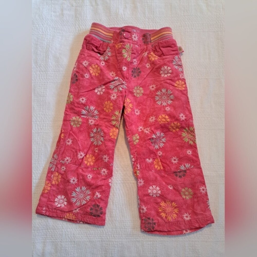 Deux par deux girls size 18 months pink corduroy lined pants, soft waisted, EUC